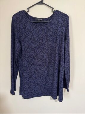 Mario Serrani Purple Leopard Print Long-Sleeve Top